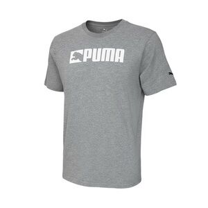 Puma Logo Short Sleeve Tee in Heather Gray - sz Large